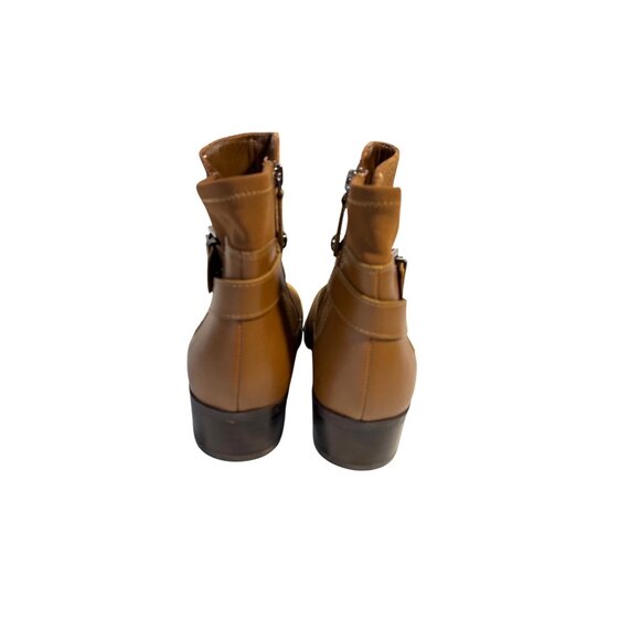 Isaac Mizrahi Brown Ankle Boots With Buckle Detail & Side Zippers Women's 7.5W - Picture 4 of 10